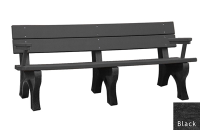 6' W Eco Friendly Bench with Backrest and Arms