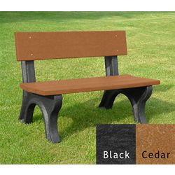 4' W Eco Friendly Outdoor Bench with Backrest