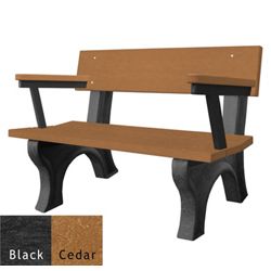 4' W Eco Friendly Outdoor Bench with Backrest and Arms