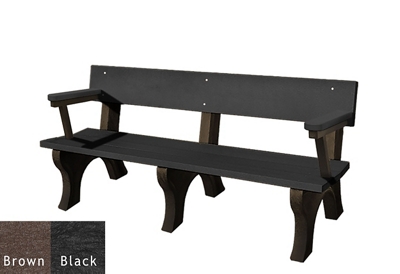 6' W Eco Friendly Outdoor Bench with Backrest and Arms