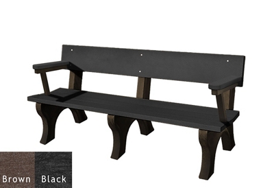 6 W Eco Friendly Outdoor Bench with Backrest and Arms by Polly