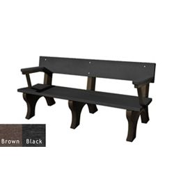 6' W Eco Friendly Outdoor Bench with Backrest and Arms