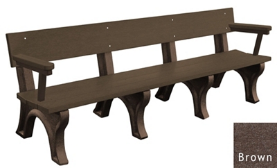 8' W Eco Friendly Outdoor Bench with Backrest and Arms