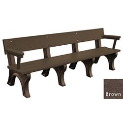 8' W Eco Friendly Outdoor Bench with Backrest and Arms