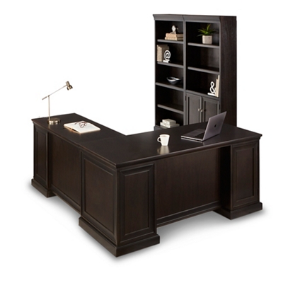 Statesman Executive L-Desk with Bookcase Set