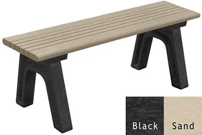 Recycled Plastic Outdoor Flat Bench - 4 Ft