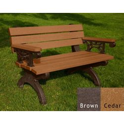 Recycled Plastic Outdoor Bench with Back and Arms - 4 Ft