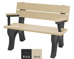 Recycled Plastic Economy Outdoor Bench with Back and Arms - 4 Ft