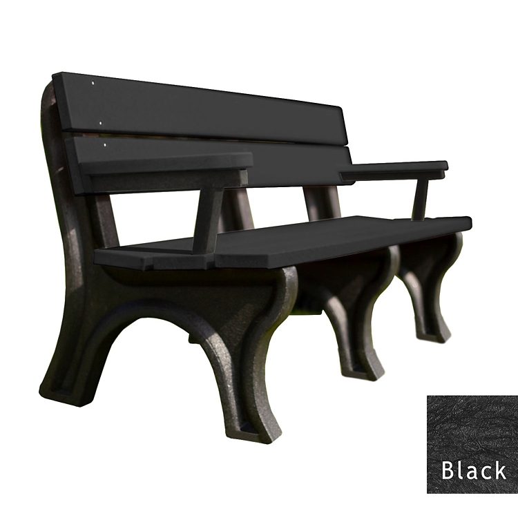 Recycled Plastic Economy Outdoor Bench with Arms Ft