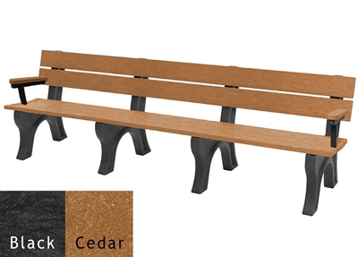 Recycled Plastic Economy Outdoor Bench with Arms - 8 Ft