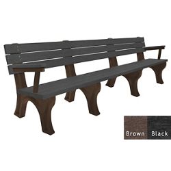 Recycled Plastic Outdoor Flat Bench with Arms - 8 Ft