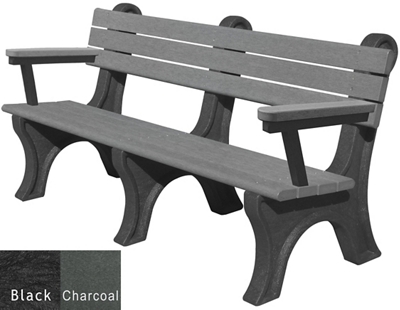 Recycled Plastic Outdoor Bench with Arms - 6 Ft