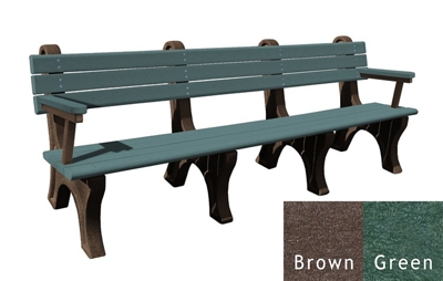 Recycled Plastic Outdoor Bench with Arms - 8 Ft