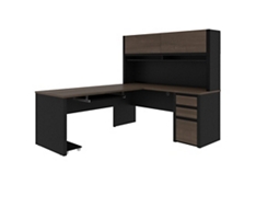 Connexion L-Shaped Desk with Storage Hutch and File Drawers - 71"W