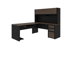 Connexion L-Shaped Desk with Storage Hutch and File Drawers - 71"W