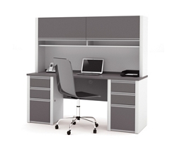 Connexion Double Pedestal Credenza with Storage Hutch 72" W