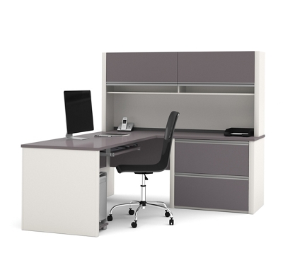 Connexion L-Shaped Desk with Hutch and File Storage
