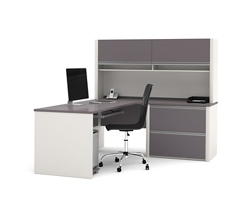 Connexion L-Shaped Desk with Hutch and File Storage