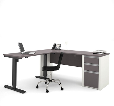 Executive Writing Desk Storage Black Desk L Shape Foldable Modern