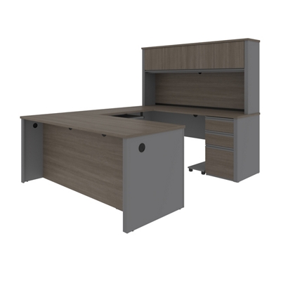 Prestige Plus U-Shaped Desk with Hutch and File Storage by Bestar