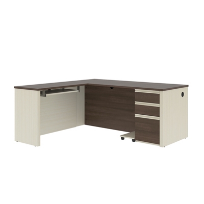 Prestige Plus Reversible Contemporary L-Shaped Desk with Locking Drawers