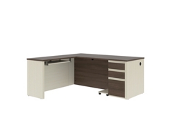 Prestige Plus Reversible Contemporary L-Shaped Desk with Locking Drawers