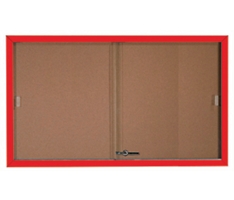 Enclosed Bulletin Board with Aluminum Frame and Sliding Doors - 60"Wx36"H