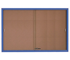 Enclosed Bulletin Board with Aluminum Frame and Sliding Doors - 72"Wx48"H