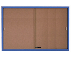 Enclosed Bulletin Board with Aluminum Frame and Sliding Doors - 72"Wx48"H