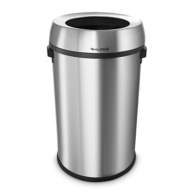 Steel Trash Receptacle with Open Top and Non-Skid Base-17 Gallon