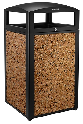 Outdoor Trash Receptacle with Stone Panels- 40 Gallon