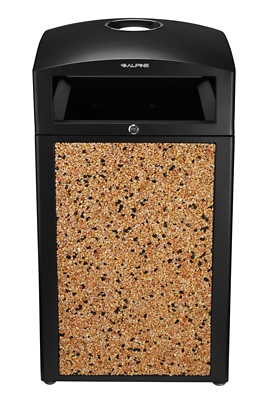 Stone Panel All Weather Trash Receptacle w/Ashtray- 40 Gallon