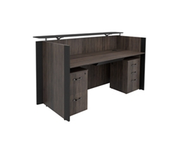 Allure Glass Top Reception Desk - 80"W x 38"D