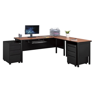 Stahl L-Shaped Desk With Mobile Pedestals -