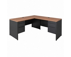 Carbon L-Shaped Steel Desk with Hutch and Left Return - 72