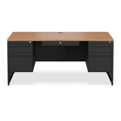 Unit series Bon Bon デスク Carbon Double Pedestal Steel Desk with Center Drawer - 66