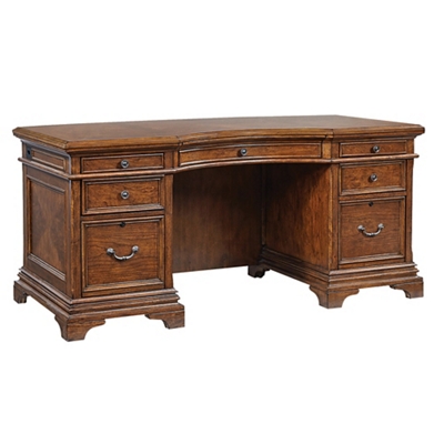 Highland Curved Starburst Veneer Executive Desk - 66"W