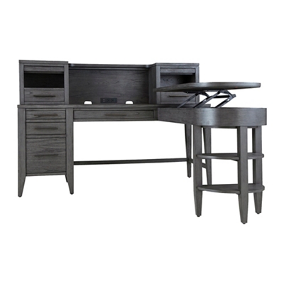 Argenta L-Shaped Desk w/ Lift Top Return and Hutch - 68"W x 73"D