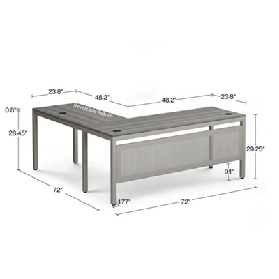 At Work Reversible L-Shaped Desk with Modesty Panel - 72