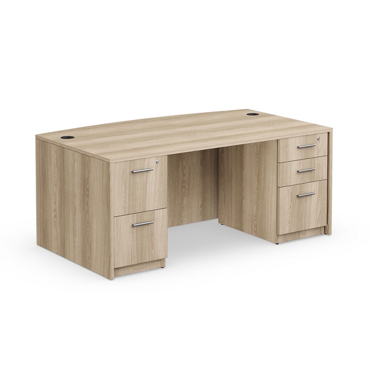 At Work Bowfront Double Pedestal Desk - 71
