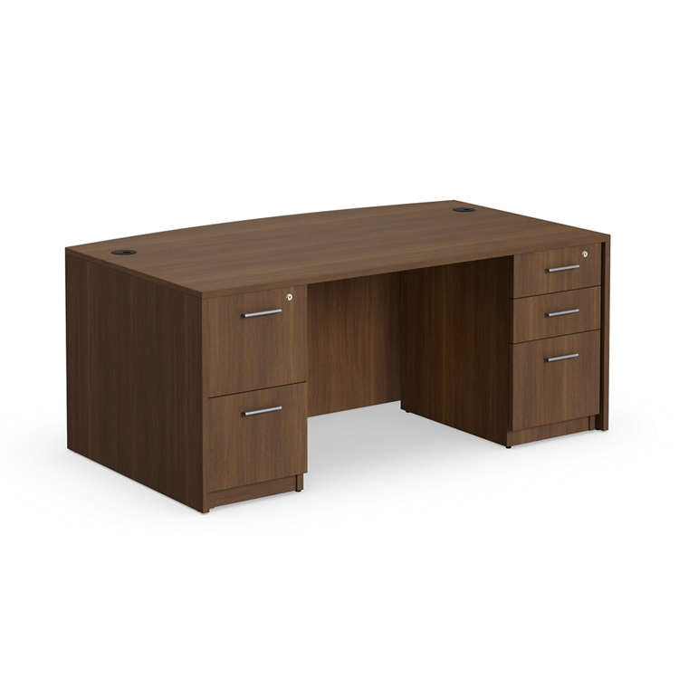 At Work Bowfront Double Pedestal Desk - 71