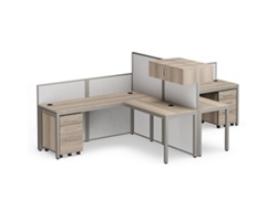 Shop At Work Dual L-Shaped Cubicle with Mobile Ped | NBF
