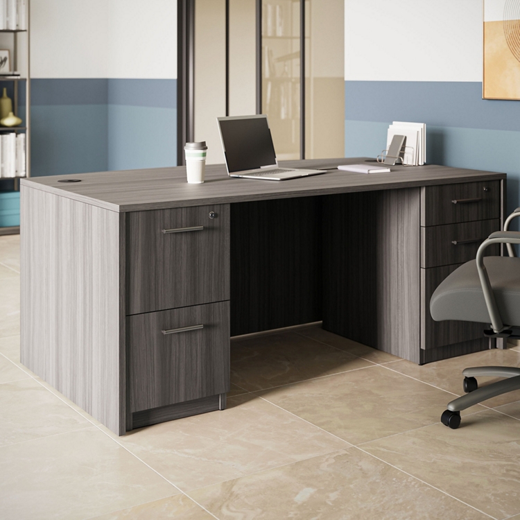 Officeデスク At Work Bowfront Double Pedestal Desk - 71