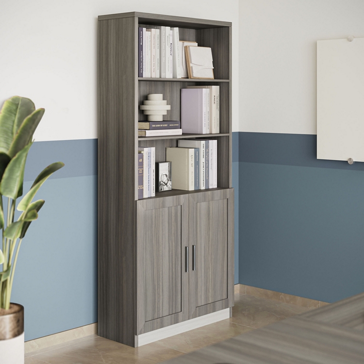 At Work 5 Shelf Bookcase with Doors - 32