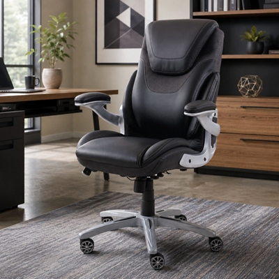 Avanti Faux Leather Executive Office Chair with Flip Arms
