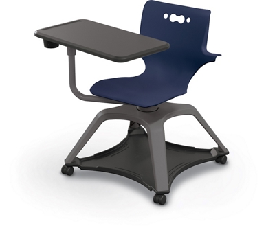 Hard Caster Tablet Chair with Arms