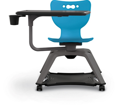 Hard Caster Tablet Chair with Cup Holder