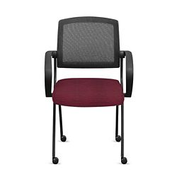 Nex Fabric Nesting Chairs with Arms and Mesh Back - Set of Four