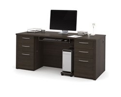 Embassy Double Pedestal Executive Desk with Keyboard Tray - 71"W