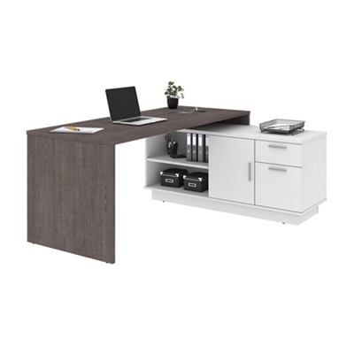 Equinox L-Shaped Desk with Open Storage and Utility Drawers - 71"W